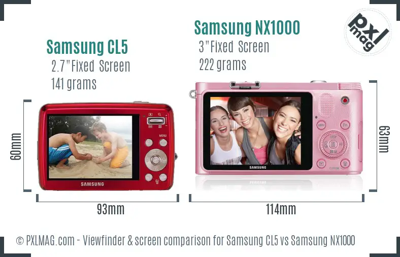 Samsung CL5 vs Samsung NX1000 Screen and Viewfinder comparison
