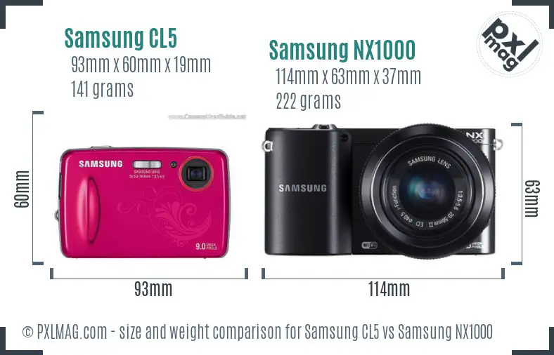 Samsung CL5 vs Samsung NX1000 size comparison