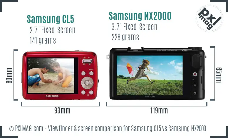 Samsung CL5 vs Samsung NX2000 Screen and Viewfinder comparison