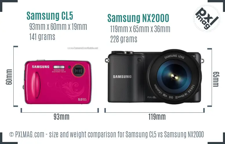 Samsung CL5 vs Samsung NX2000 size comparison