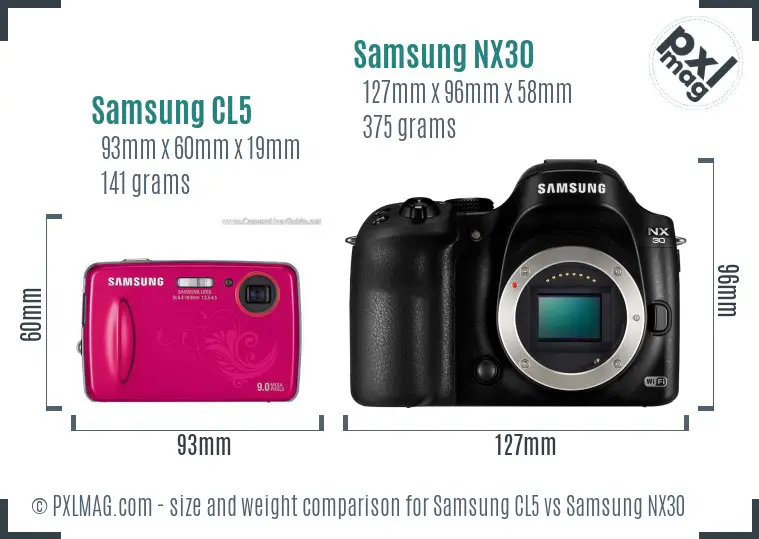 Samsung CL5 vs Samsung NX30 size comparison