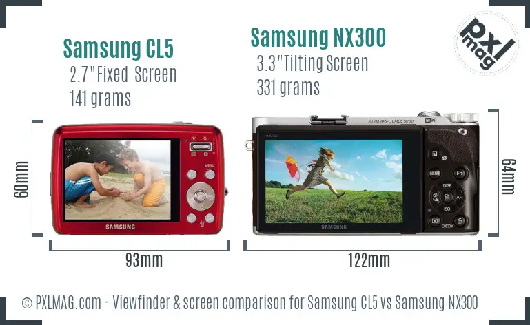 Samsung CL5 vs Samsung NX300 Screen and Viewfinder comparison