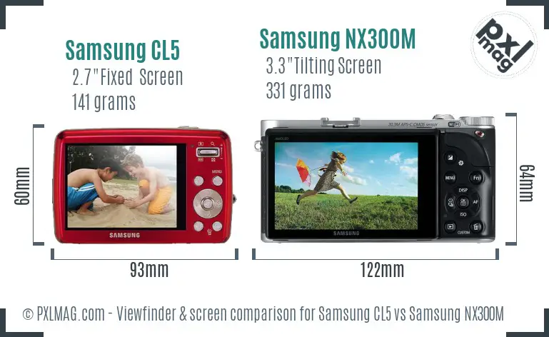 Samsung CL5 vs Samsung NX300M Screen and Viewfinder comparison