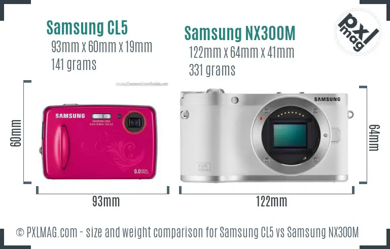 Samsung CL5 vs Samsung NX300M size comparison