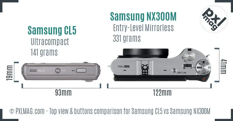 Samsung CL5 vs Samsung NX300M top view buttons comparison