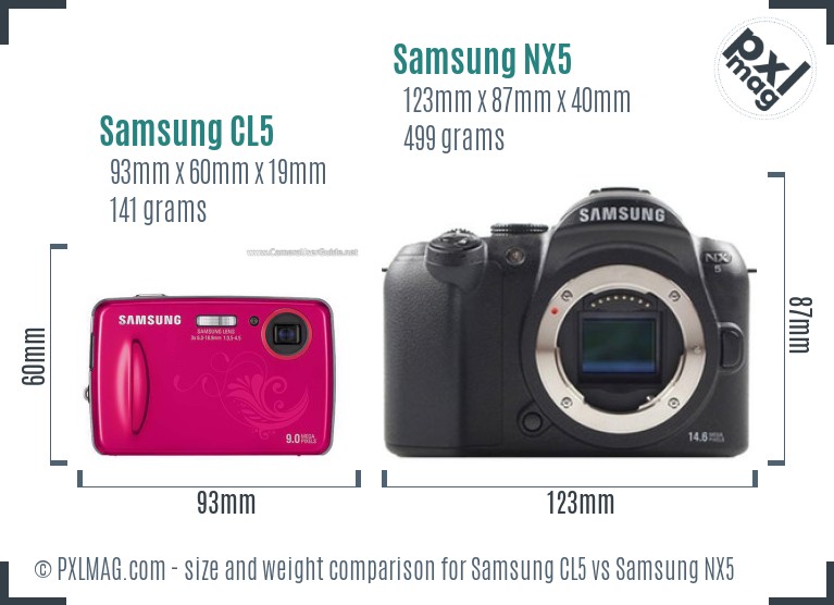 Samsung CL5 vs Samsung NX5 size comparison