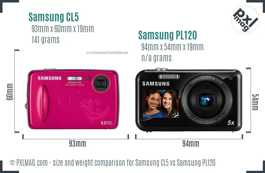 Samsung CL5 vs Samsung PL120 size comparison