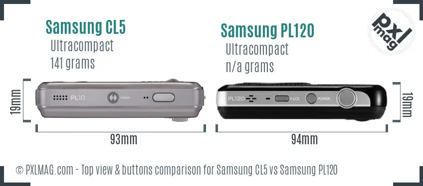 Samsung CL5 vs Samsung PL120 top view buttons comparison