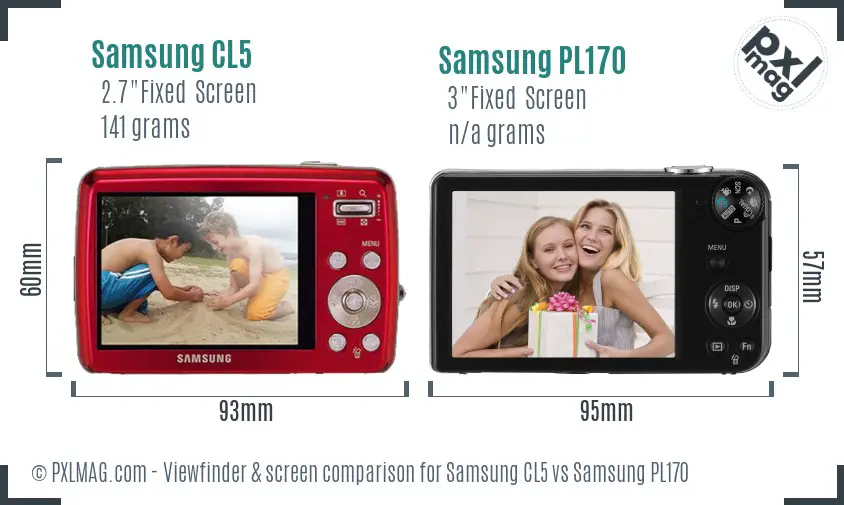 Samsung CL5 vs Samsung PL170 Screen and Viewfinder comparison Samsung CL5 vs Samsung PL170 Screen and Viewfinder comparison