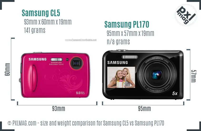 Samsung CL5 vs Samsung PL170 size comparison Samsung CL5 vs Samsung PL170 size comparison