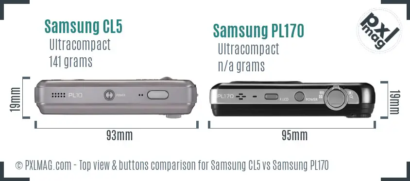 Samsung CL5 vs Samsung PL170 top view buttons comparison Samsung CL5 vs Samsung PL170 top view buttons comparison
