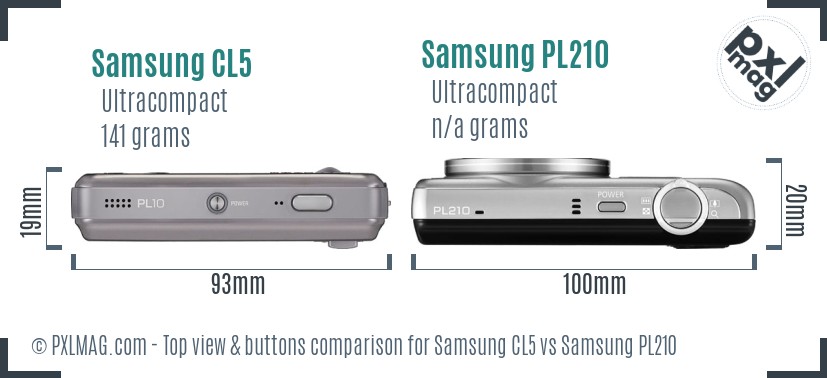 Samsung CL5 vs Samsung PL210 top view buttons comparison