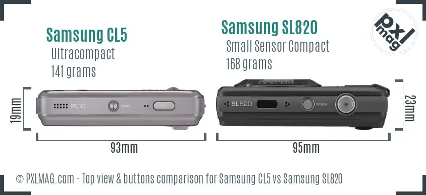 Samsung CL5 vs Samsung SL820 top view buttons comparison