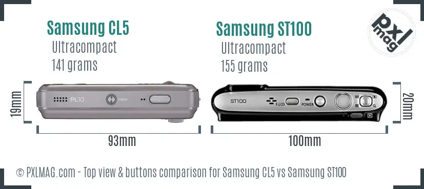 Samsung CL5 vs Samsung ST100 top view buttons comparison