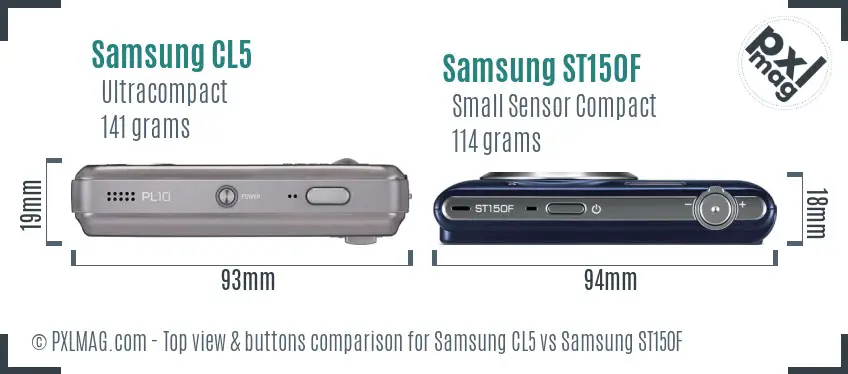 Samsung CL5 vs Samsung ST150F top view buttons comparison