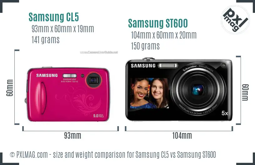 Samsung CL5 vs Samsung ST600 size comparison