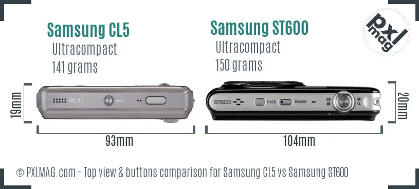 Samsung CL5 vs Samsung ST600 top view buttons comparison