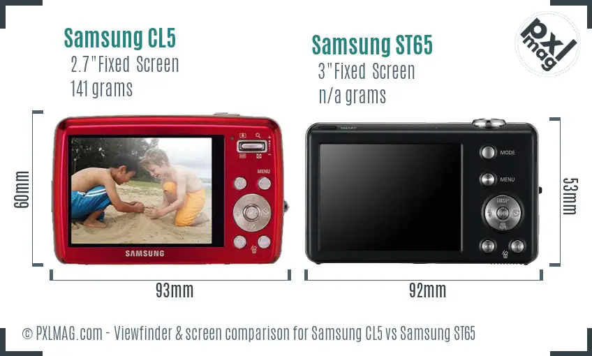 Samsung CL5 vs Samsung ST65 Screen and Viewfinder comparison