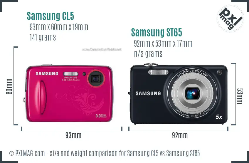 Samsung CL5 vs Samsung ST65 size comparison