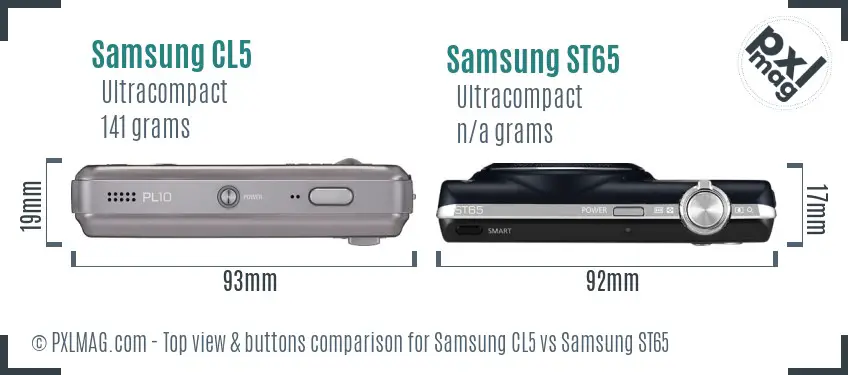 Samsung CL5 vs Samsung ST65 top view buttons comparison