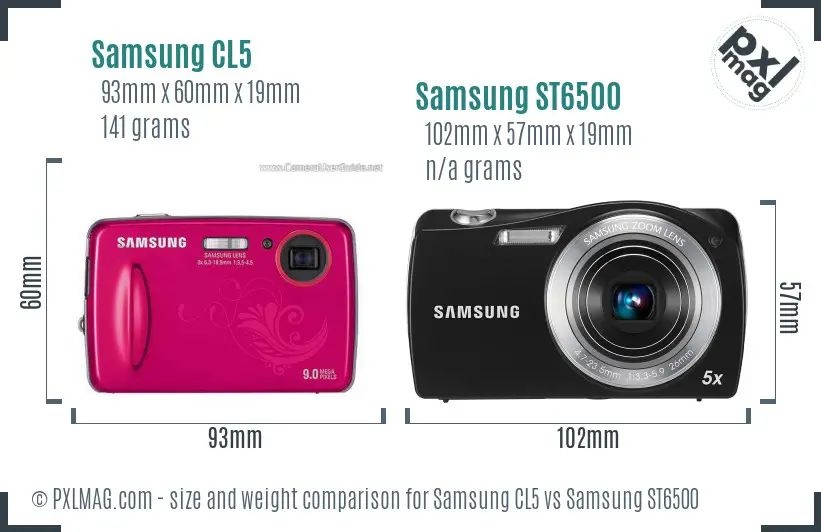 Samsung CL5 vs Samsung ST6500 size comparison