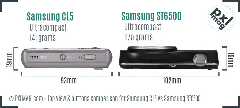Samsung CL5 vs Samsung ST6500 top view buttons comparison