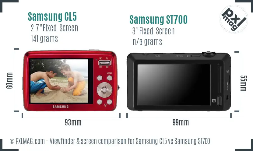 Samsung CL5 vs Samsung ST700 Screen and Viewfinder comparison