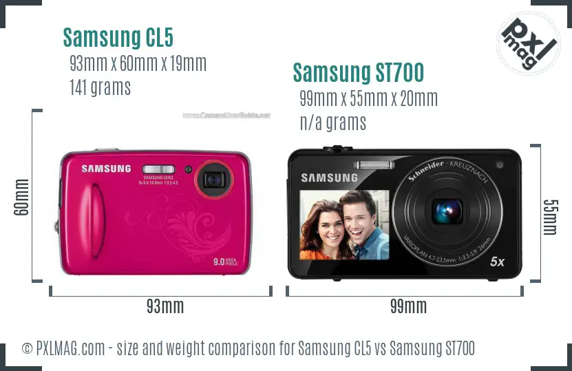 Samsung CL5 vs Samsung ST700 size comparison