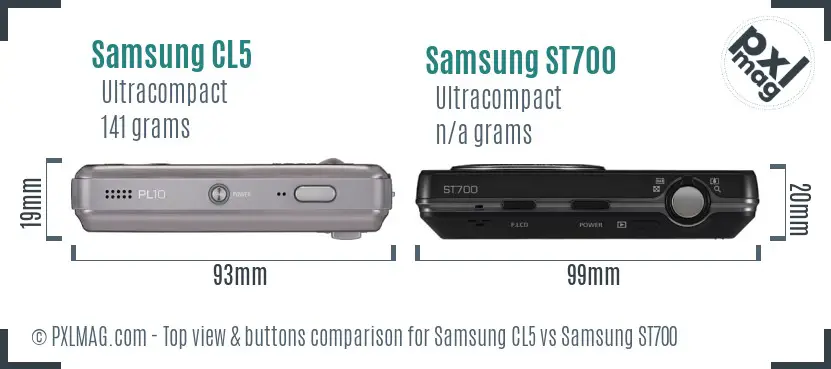 Samsung CL5 vs Samsung ST700 top view buttons comparison