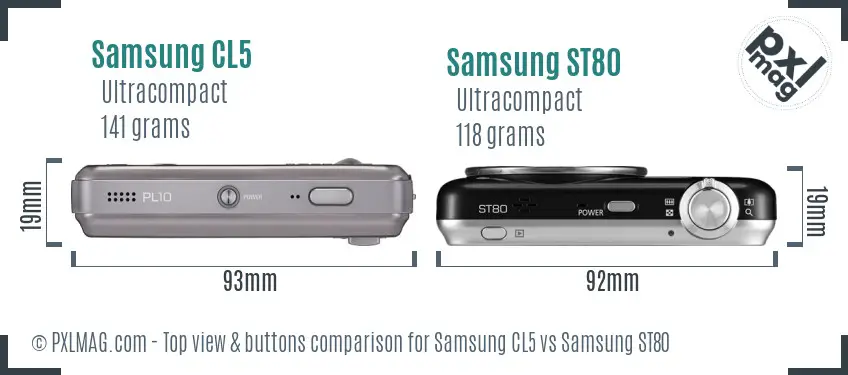 Samsung CL5 vs Samsung ST80 top view buttons comparison