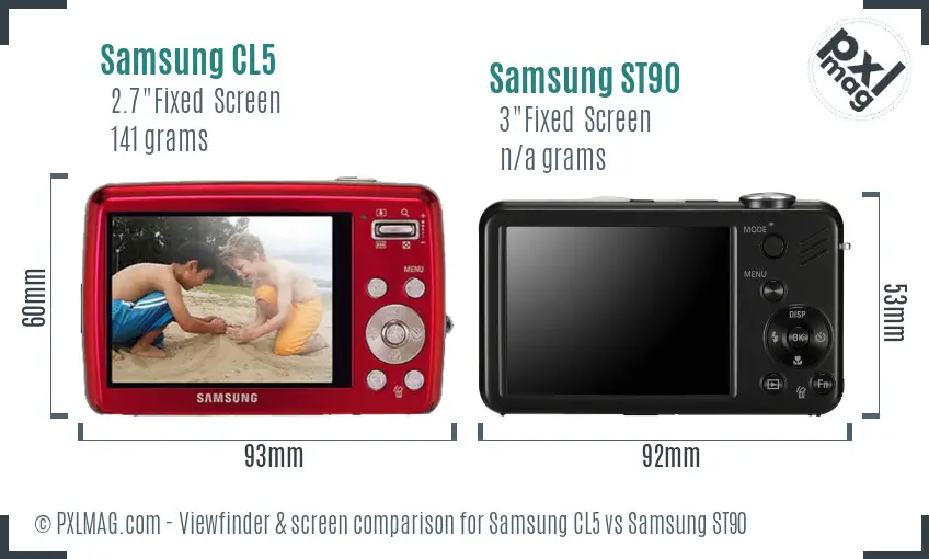 Samsung CL5 vs Samsung ST90 Screen and Viewfinder comparison