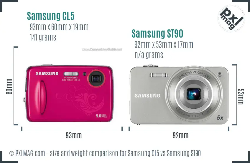 Samsung CL5 vs Samsung ST90 size comparison