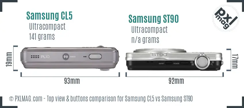 Samsung CL5 vs Samsung ST90 top view buttons comparison