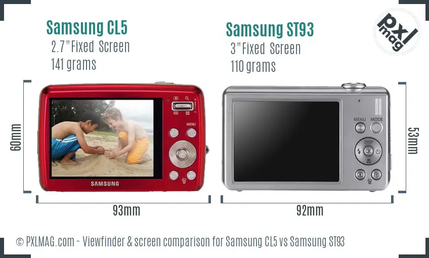 Samsung CL5 vs Samsung ST93 Screen and Viewfinder comparison