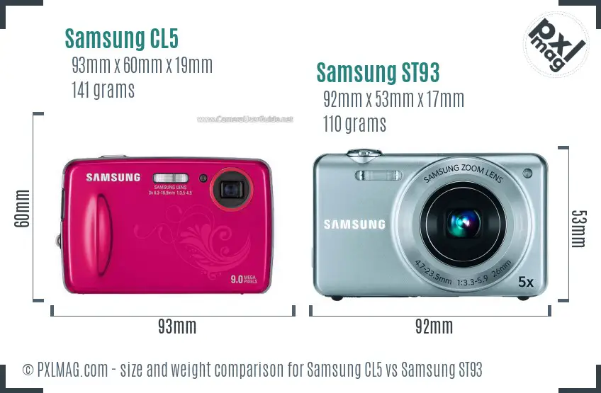 Samsung CL5 vs Samsung ST93 size comparison