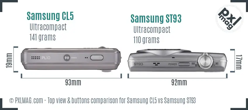 Samsung CL5 vs Samsung ST93 top view buttons comparison