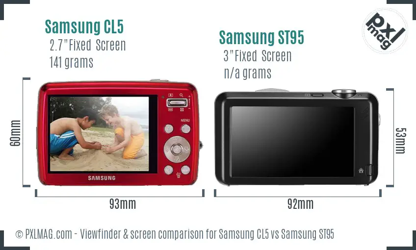 Samsung CL5 vs Samsung ST95 Screen and Viewfinder comparison