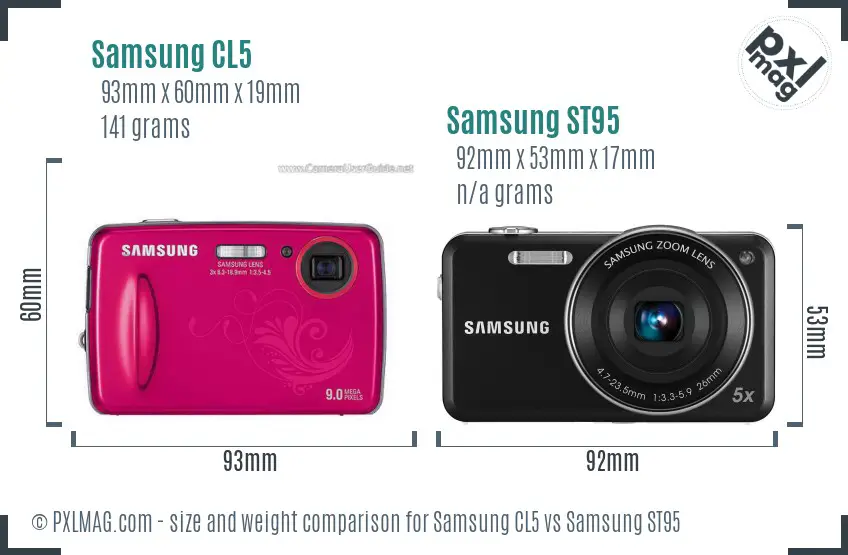 Samsung CL5 vs Samsung ST95 size comparison