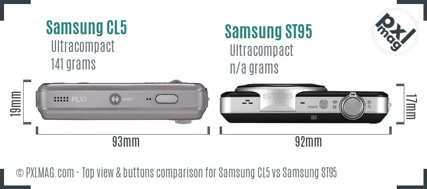 Samsung CL5 vs Samsung ST95 top view buttons comparison