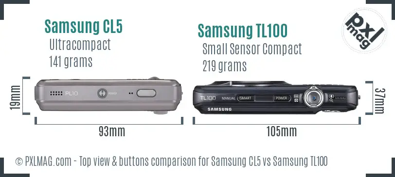 Samsung CL5 vs Samsung TL100 top view buttons comparison