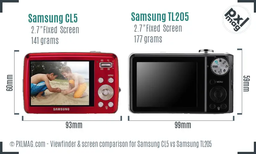 Samsung CL5 vs Samsung TL205 Screen and Viewfinder comparison