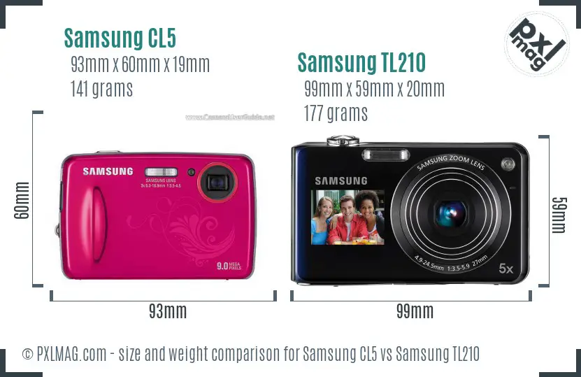 Samsung CL5 vs Samsung TL210 size comparison