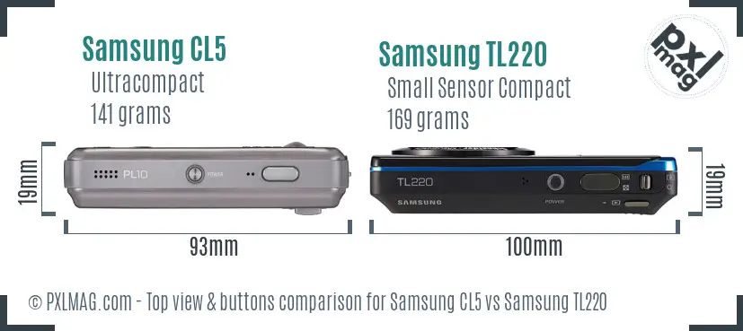 Samsung CL5 vs Samsung TL220 top view buttons comparison