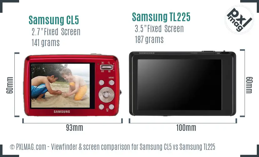 Samsung CL5 vs Samsung TL225 Screen and Viewfinder comparison