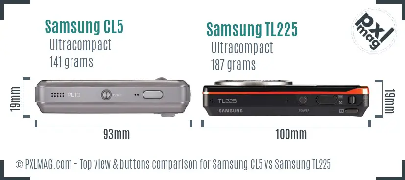 Samsung CL5 vs Samsung TL225 top view buttons comparison