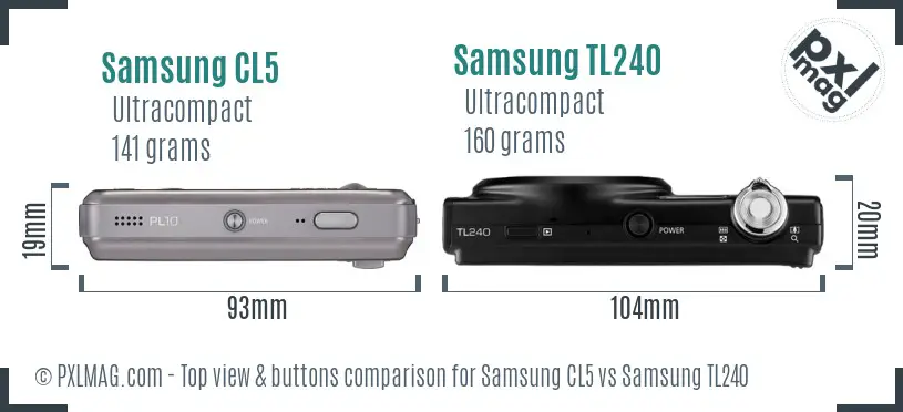 Samsung CL5 vs Samsung TL240 top view buttons comparison