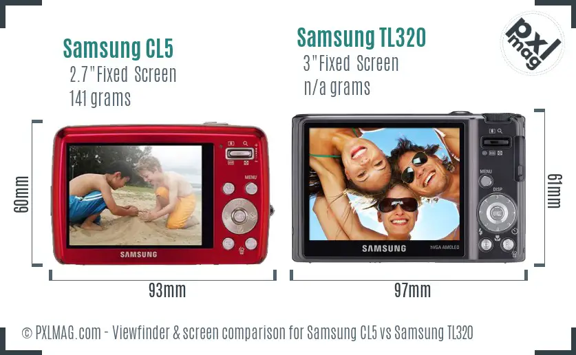 Samsung CL5 vs Samsung TL320 Screen and Viewfinder comparison