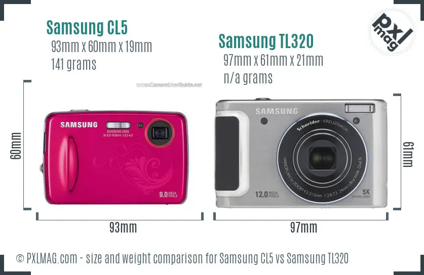 Samsung CL5 vs Samsung TL320 size comparison
