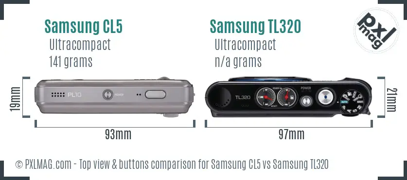 Samsung CL5 vs Samsung TL320 top view buttons comparison