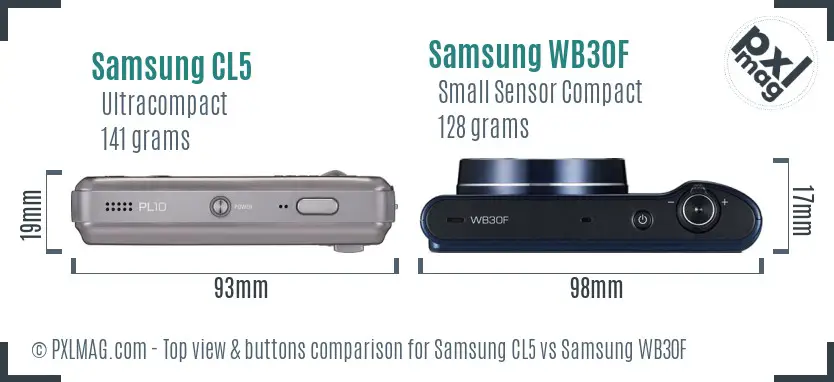Samsung CL5 vs Samsung WB30F top view buttons comparison